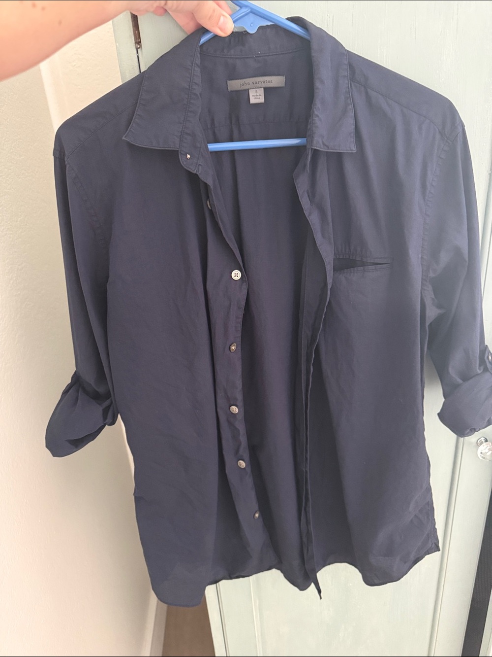 John Varvatos Men's Dark Navy Long-Sleeve Button-Down Shirt